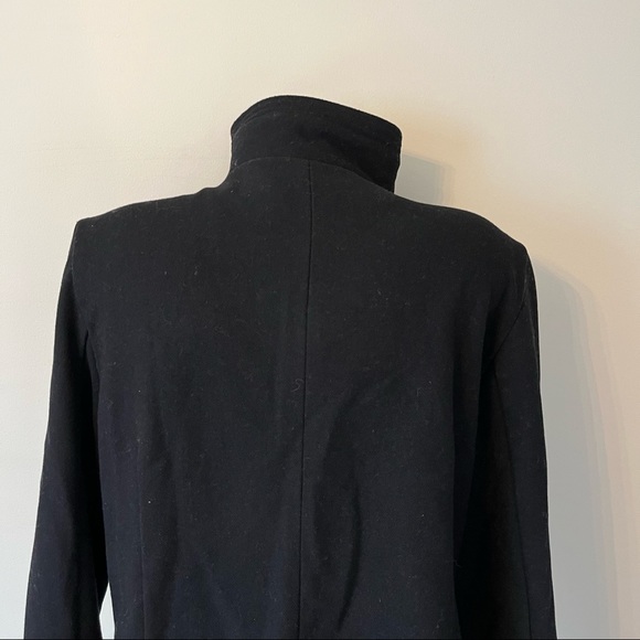 Gap Jacket Black Wool Blend Moto Winter Coat with Faux Vegan Shearling Trim Sz L - Picture 12 of 16